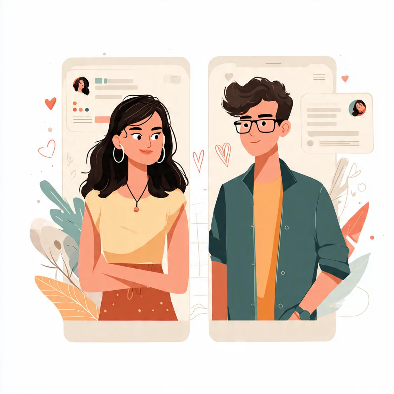 Illustration showing different attachment styles in introvert dating relationships - secure, anxious, and avoidant patterns