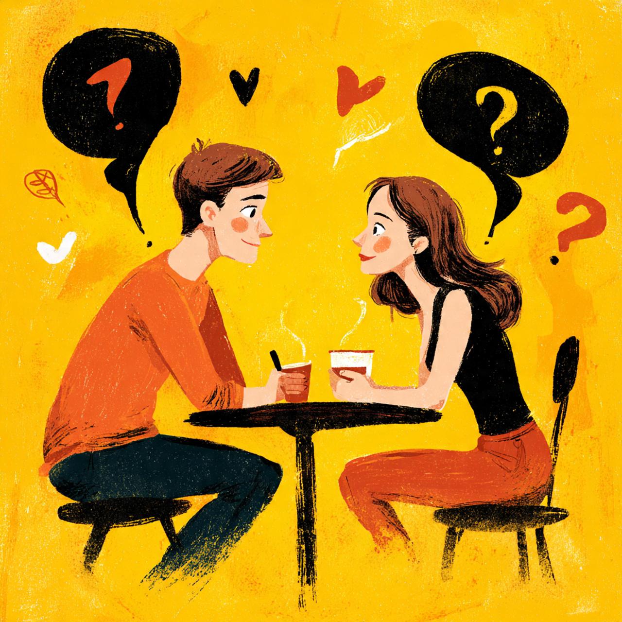Two introverts having a meaningful conversation on a quiet date